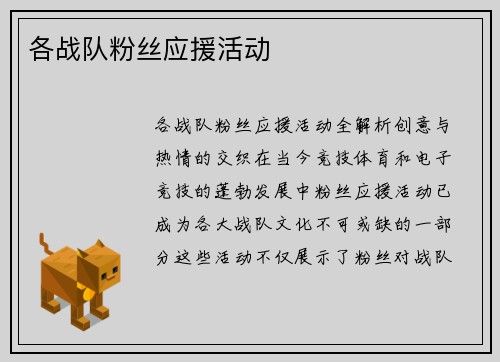 各战队粉丝应援活动