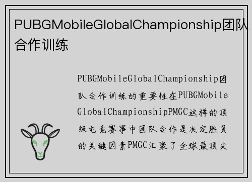PUBGMobileGlobalChampionship团队合作训练